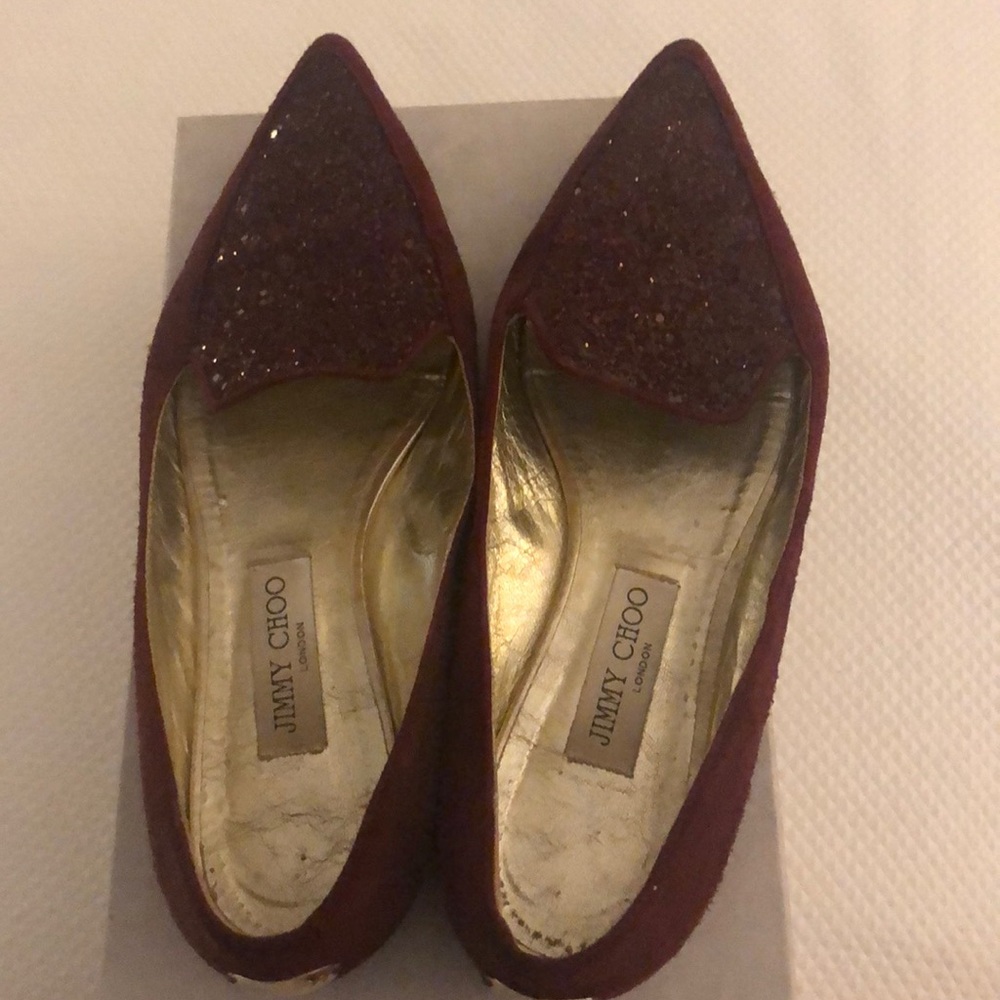 Jimmy Choo Guild flat sz 40 burgundy suede